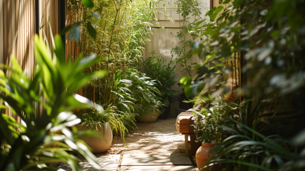 courtyard garden ideas - tall plants