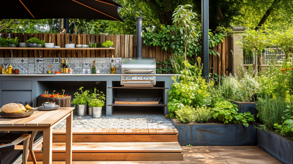 new build garden ideas - outdoor cooking area