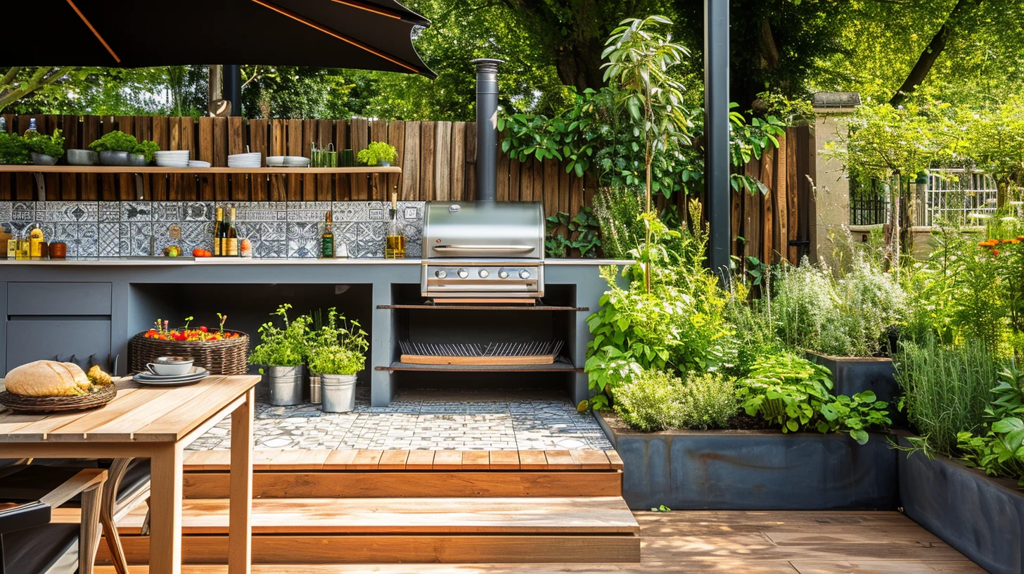 new build garden ideas - outdoor cooking area