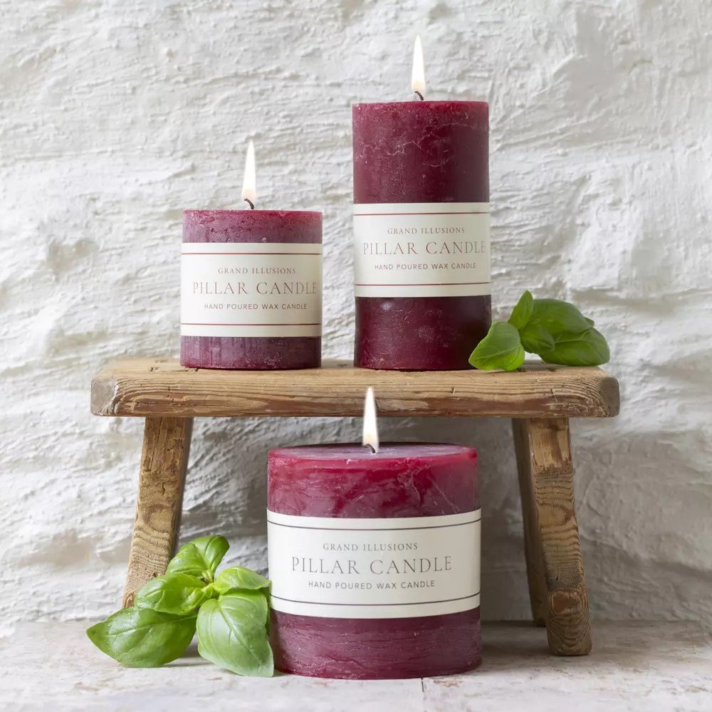 Plum Rustic Pillar Candle